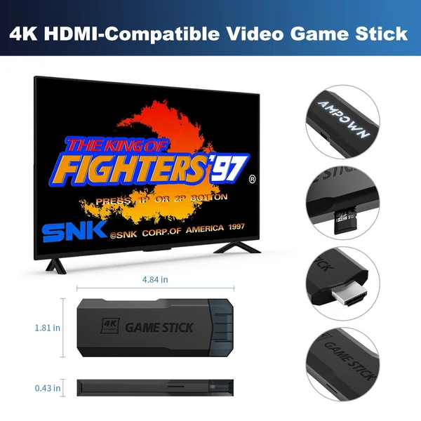 GD20 Game Stick beépített játékok 2.4G vezeték nélküli kontroller - 64GB 30000 játék