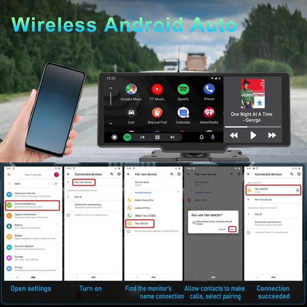 Többnyelvű 10,26 hüvelykes autós multimédia lejátszó BT FM AUX autós konzol APP vezérlő
