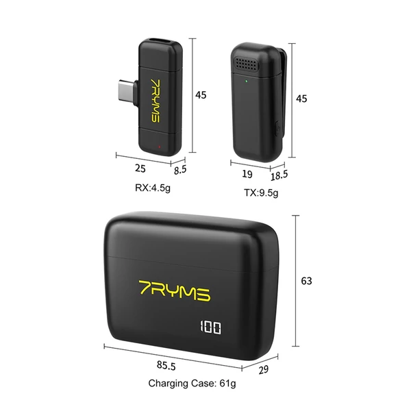 7RYMS Rimo S1UC vezeték nélküli mikrofonrendszer 1 vevővel és 2 mikrofonnal (USB-C digitális kimenet)