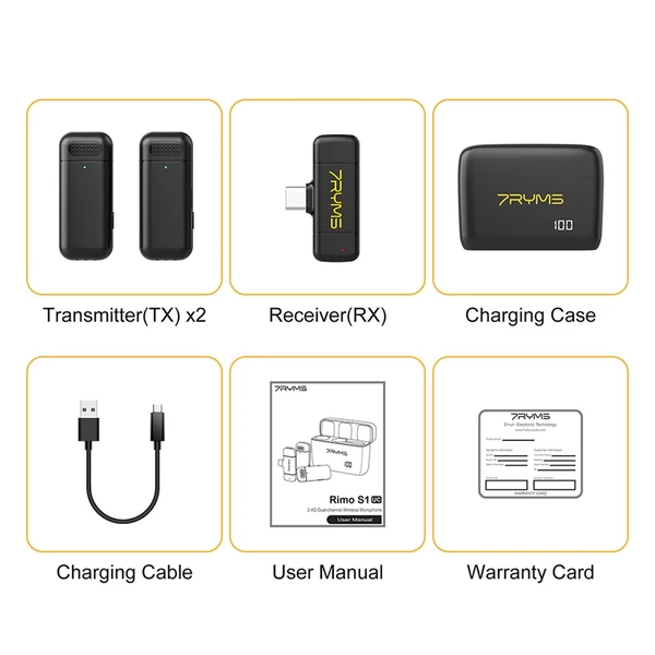 7RYMS Rimo S1UC vezeték nélküli mikrofonrendszer 1 vevővel és 2 mikrofonnal (Lightning digitális kimenet)