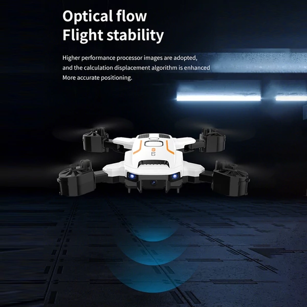 GT3-PRO 2,4 GHz-es 4K kettős kamerás drón optikai áramlási pozicionáló kézmozdulatokkal fényképező LED-lámpákkal tárolótáskával - Fehér, 3 akkumulátor