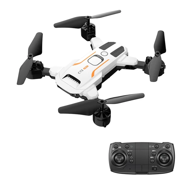 GT3-PRO 2,4 GHz-es 4K kettős kamerás drón optikai áramlási pozicionáló kézmozdulatokkal fényképező LED-lámpákkal tárolótáskával - Fehér, 3 akkumulátor