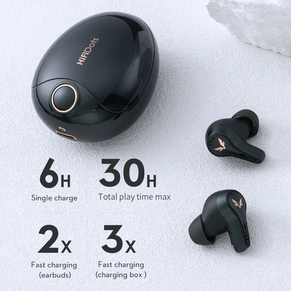 Mifo FiiTii HiFi Dots aptX veszteségmentes vezeték nélküli fülhallgató BT 5.3 adaptív aktív zajszűrő - Fekete