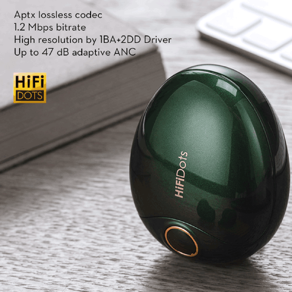 Mifo FiiTii HiFi Dots aptX veszteségmentes vezeték nélküli fülhallgató BT 5.3 adaptív aktív zajszűrő - Fekete