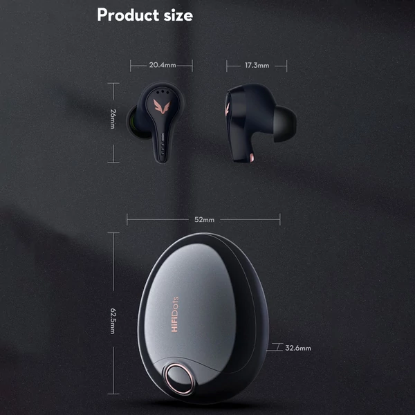 Mifo FiiTii HiFi Dots aptX veszteségmentes vezeték nélküli fülhallgató BT 5.3 adaptív aktív zajszűrő - Fekete