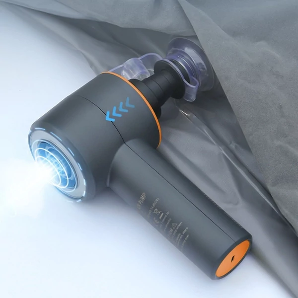 Többfunkciós hordozható, vezeték nélküli USB újratölthető 5 az 1-ben kültéri szerszám, matracfelfújó porszívó világítással és ventilátor funkcióval
