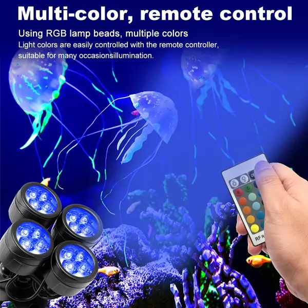 LED-es tólámpa RGB víz alatti színváltó lámpa akváriumhoz, szökőkúthoz