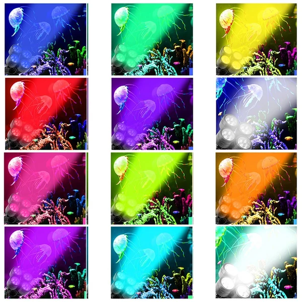 LED-es tólámpa RGB víz alatti színváltó lámpa akváriumhoz, szökőkúthoz