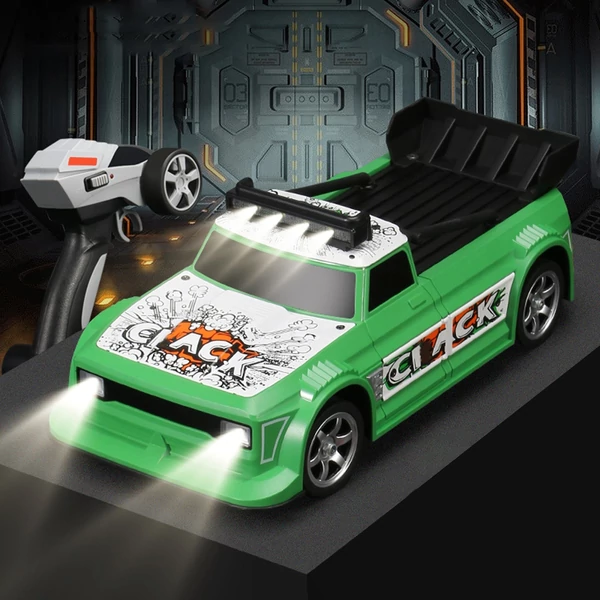 1/16 2,4 GHz-es 2WD távirányítós Drift autó LED lámpával - Zöld
