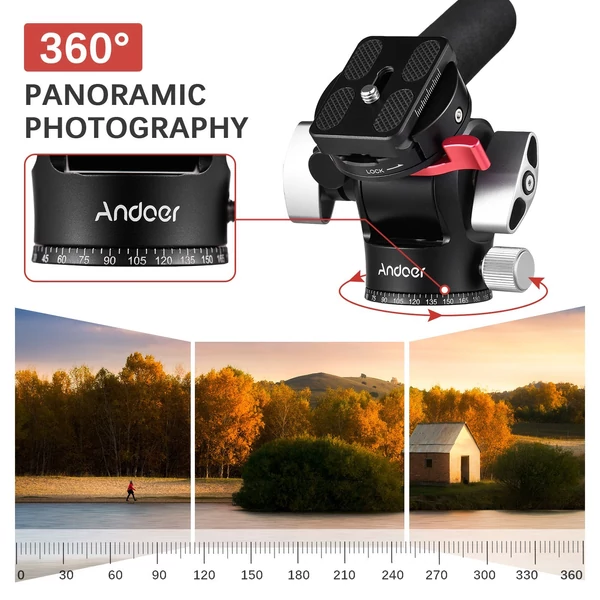 Andoer Compact Fluid Video állványfej Panoráma állványtartó