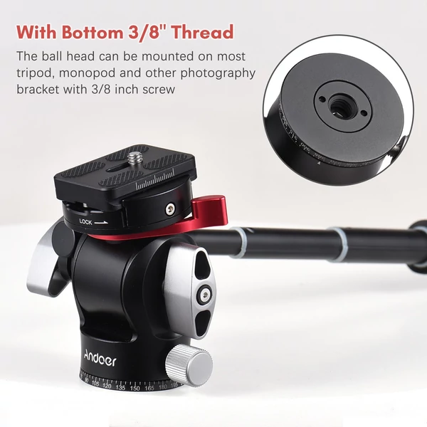 Andoer Compact Fluid Video állványfej Panoráma állványtartó
