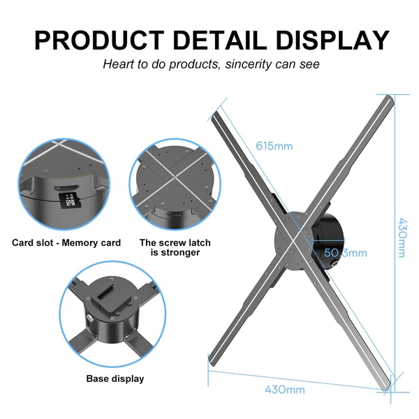 P62 3D hologram projektor reklám kijelző ventilátor falra szerelhető lejátszó 3D szabad szemmel 16 GB memóriakártya