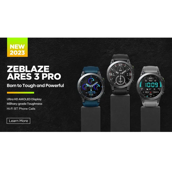 Zeblaze Ares 3 Pro 1,43 hüvelykes AMOLED teljes érintőképernyős Fitneszkövetés intelligens karkötős sportóra - Fekete