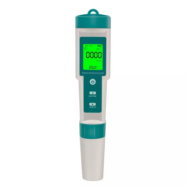 Hordozható többfunkciós digitális 7 az 1-ben vízminőség-mérő nagy pontosságú toll PH/TDS/EC/Sótartalom/ORP/S.G/hőmérsékletmérő (háttérvilágítással)