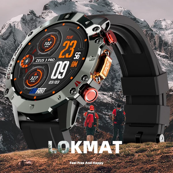 LOKMAT ZEUS 3 PRO okosóra 1,39 hüvelykes BOE Glass IPS teljes érintőképernyős BT hívás - Fekete