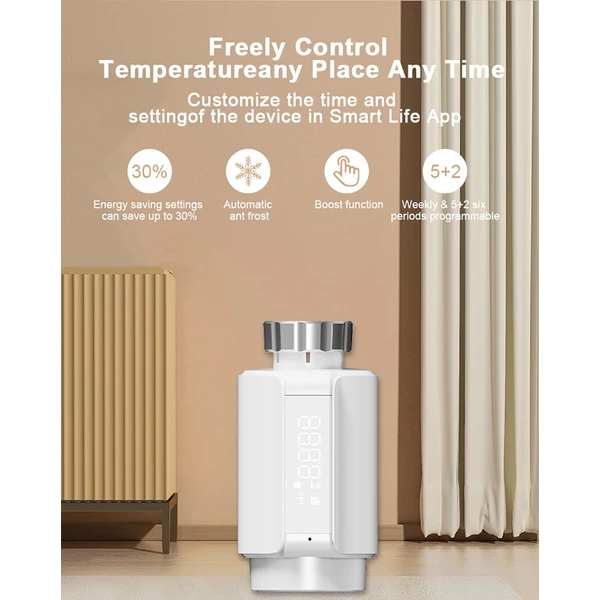 Intelligens radiátor termosztát szelep, amely támogatja a mobilalkalmazás-vezérlést - Wifi