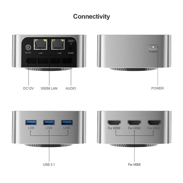 Mini PC Windows 11 asztali számítógép Intel Celeron N100 processzor 4 mag, 4 szál támogatás 4K 60Hz WIFI5 BT4.2 Gigabit Ethernet BIOS támogatás - 16GB+1TB