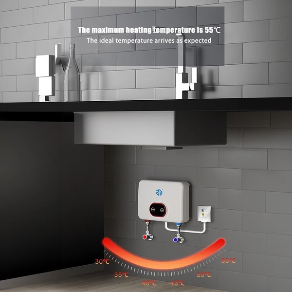 5,5 kW tartály nélküli fűtőelem 220 V azonnali vízmelegítő LED-es digitális kijelző 30-55 ℃ túlmelegedés elleni védelem funkcióval