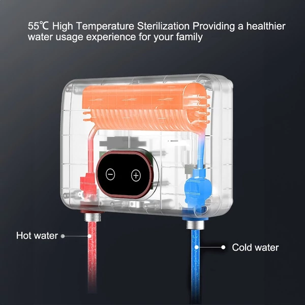 5,5 kW tartály nélküli fűtőelem 220 V azonnali vízmelegítő LED-es digitális kijelző 30-55 ℃ túlmelegedés elleni védelem funkcióval