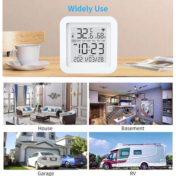 Tuya WiFi LCD kijelző USB tápegységgel, intelligens érzékelővel