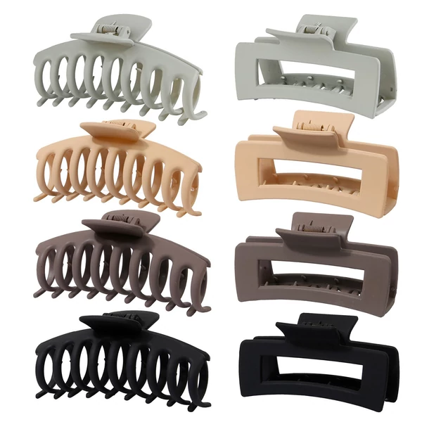 Bestauty Plastic Matt Hair Claws Hajkapocs kombinált szett Egyszerű csúszásmentes hajfogó erős tartású elegáns női frizurához (8 db) - Stílus 5