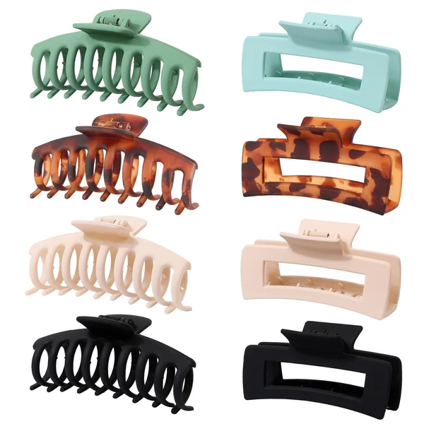 Bestauty Plastic Matt Hair Claws Hajkapocs kombinált szett Egyszerű csúszásmentes hajfogó erős tartású elegáns női frizurához (8 db) - Stílus 7