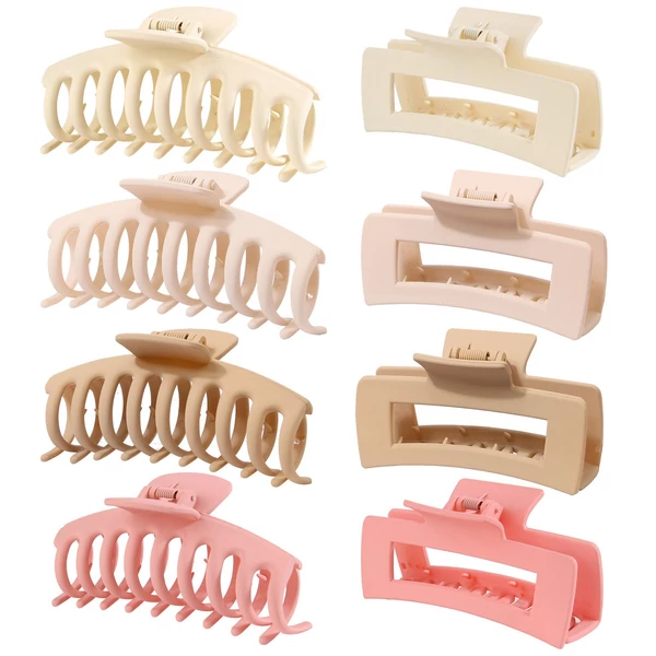 Bestauty Plastic Matt Hair Claws Hajkapocs kombinált szett Egyszerű csúszásmentes hajfogó erős tartású elegáns női frizurához (8 db) - Stílus 6