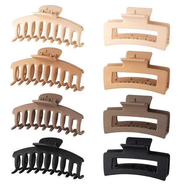 Bestauty Plastic Matt Hair Claws Hajkapocs kombinált szett Egyszerű csúszásmentes hajfogó erős tartású elegáns női frizurához (8 db) - Stílus 2