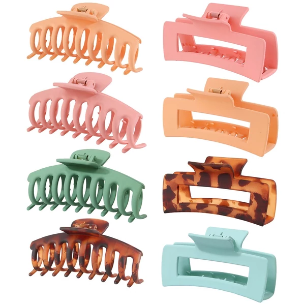 Bestauty Plastic Matt Hair Claws Hajkapocs kombinált szett Egyszerű csúszásmentes hajfogó erős tartású elegáns női frizurához (8 db) - Stílus 8