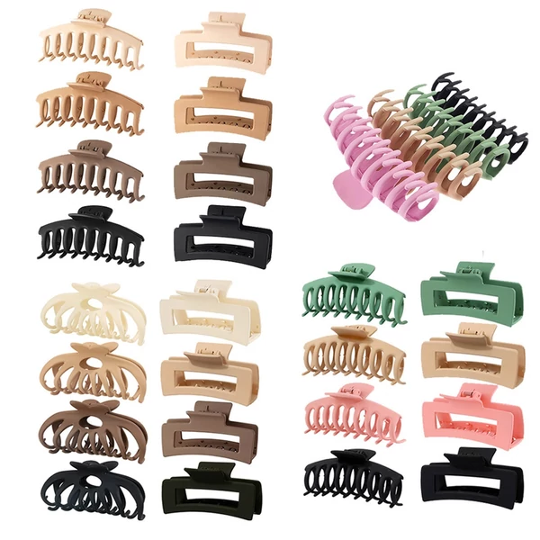 Bestauty Plastic Matt Hair Claws Hajkapocs kombinált szett Egyszerű csúszásmentes hajfogó erős tartású elegáns női frizurához (8 db) - Stílus 1