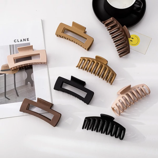 Bestauty Plastic Matt Hair Claws Hajkapocs kombinált szett Egyszerű csúszásmentes hajfogó erős tartású elegáns női frizurához (8 db) - Stílus 1