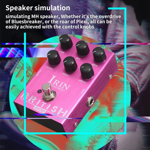 IRIN Mini VOX AC30 hangszórószimulátor gitár effekt pedál – brit hang (lila)