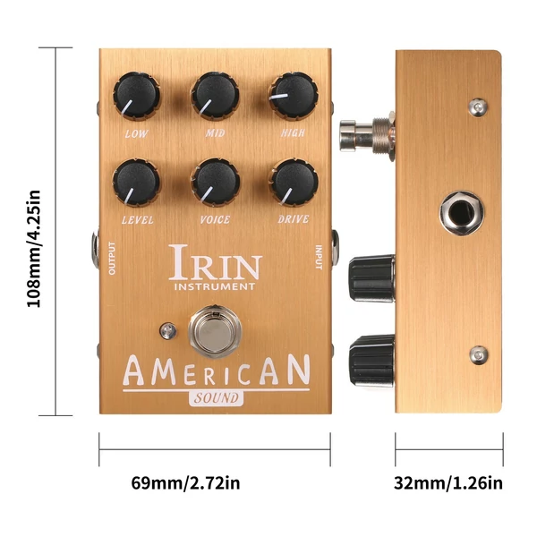 IRIN Mini VOX AC30 hangszórószimulátor gitár effekt pedál – Amerika hang (arany)