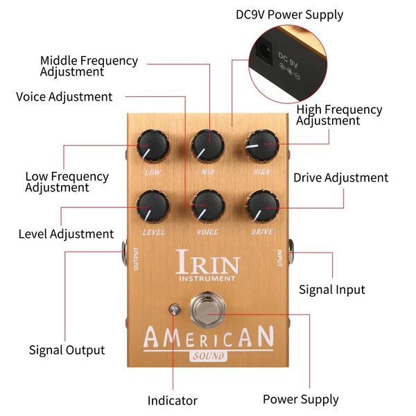 IRIN Mini VOX AC30 hangszórószimulátor gitár effekt pedál – Amerika hang (arany)