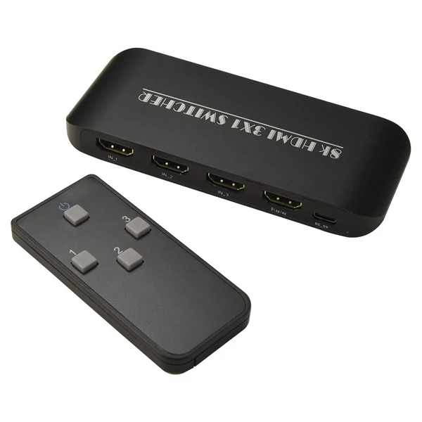 HDMI 2.1 kapcsoló 3 az 1-ben 3 port infravörös távirányító támogatással 8K 60Hz 4K 120Hz HDCP 2.3 Xbox PS4 PS5 UHD TV monitor projektor vezetékes asztali vezérlővel
