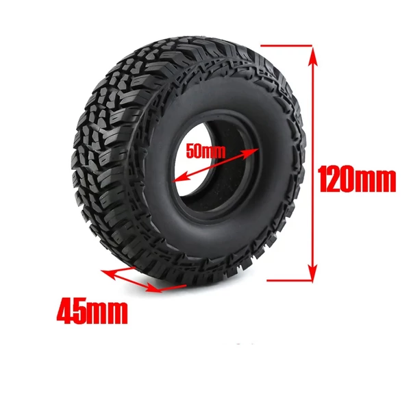 1.9 autógumik 120*50*45mm csere a TRAX4 RC4WD D90 Axial SCX10 II III Redcat 1/10 távirányítós autó kerekekhez (4db)