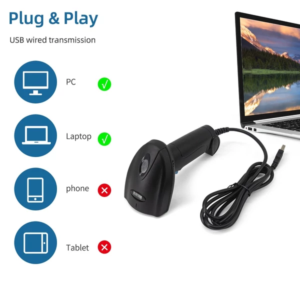 1D vonalkód olvasó Kézi USB vezetékes vonalkód olvasó - Típus 1