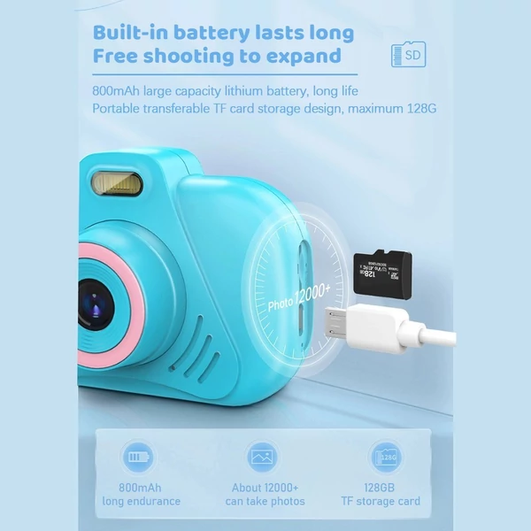 2,7K digitális fényképezőgép HD gyerekkamera 36MP - Kék