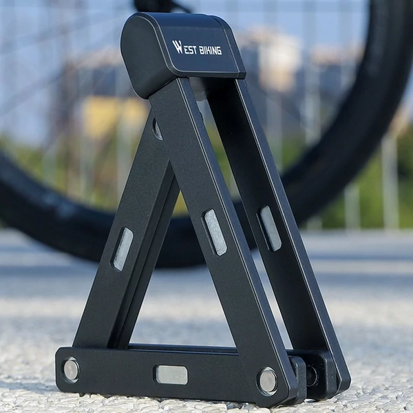 WEST BIKING Kerékpár összecsukható lopásgátló elektromos lánczár kerékpárhoz, motorkerékpárhoz - Fekete