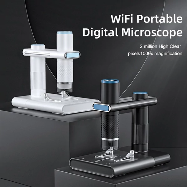 Vezeték nélküli digitális mikroszkóp, nagy tisztaságú 1080p WIFI 50x-1000x nagyítás - Fekete, változat 1