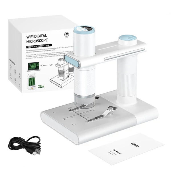 Vezeték nélküli digitális mikroszkóp, nagy tisztaságú 1080p WIFI 50x-1000x nagyítás - Fehér, változat 1