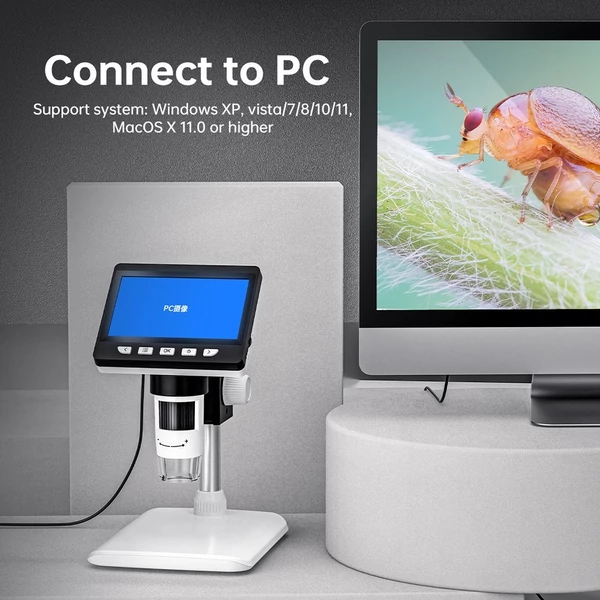 Digitális mikroszkóp 2 MP Pixel 50-1000X nagyítás az azonosításhoz, megfigyeléshez