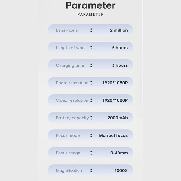 Digitális mikroszkóp 2 MP Pixel 50-1000X nagyítás az azonosításhoz, megfigyeléshez