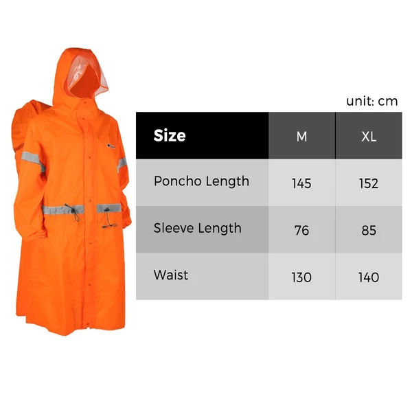 Kapucnis esőkabát felnőtteknek Jó láthatóság, fényvisszaverő vízálló férfi női hátizsák huzattal - Narancs, L méret