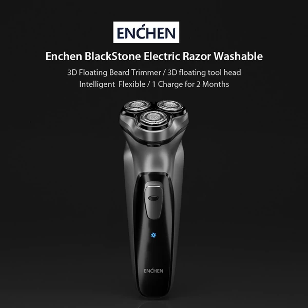 Enchen BlackStone 3D elektromos borotva, férfi szakállvágó, újratölthető borotvagép - Fekete, változat 1