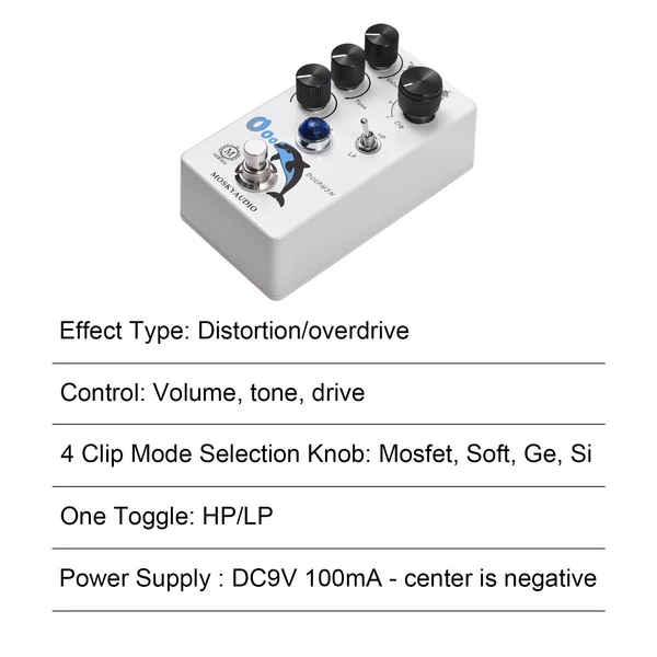 MOSKYAudio Distortion/Overdrive gitáreffektus pedál elektromos gitárhoz – DOLPHIN
