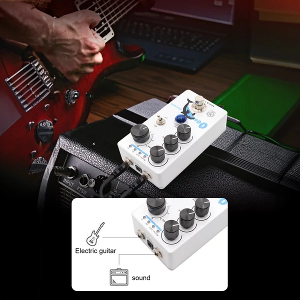 MOSKYAudio Distortion/Overdrive gitáreffektus pedál elektromos gitárhoz – DOLPHIN