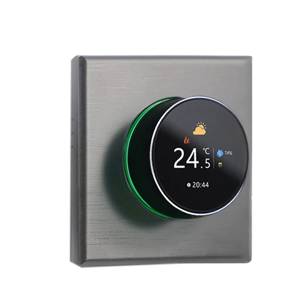 WiFi intelligens termosztát színes képernyős forgó fűtési termosztát háttérvilágítással/hőmérséklet/érzékelő/idő hőmérséklet kalibrációs beállítással (elektromos fűtés) - Szürke