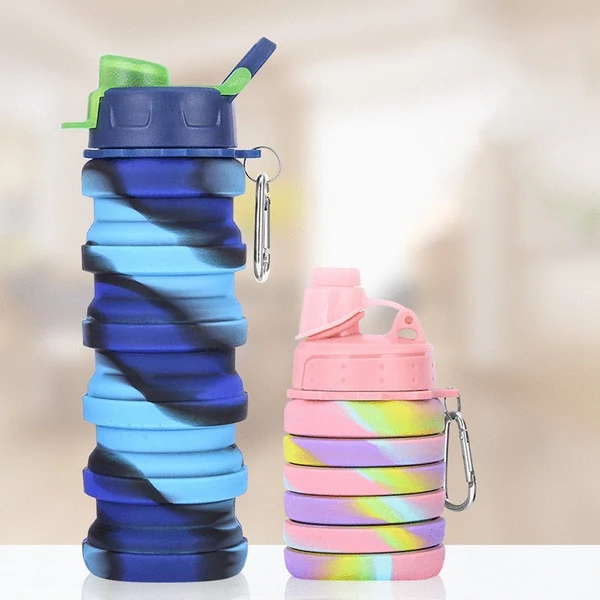 500 ml-es összecsukható szilikon utazó/sport vizes palack - Szürke