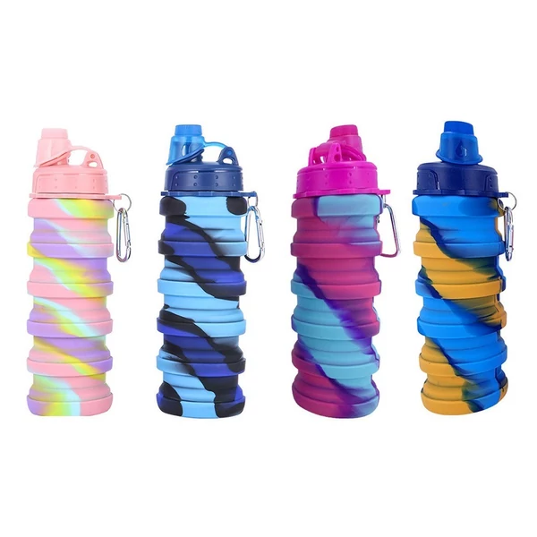 500 ml-es összecsukható szilikon utazó/sport vizes palack - Szürke